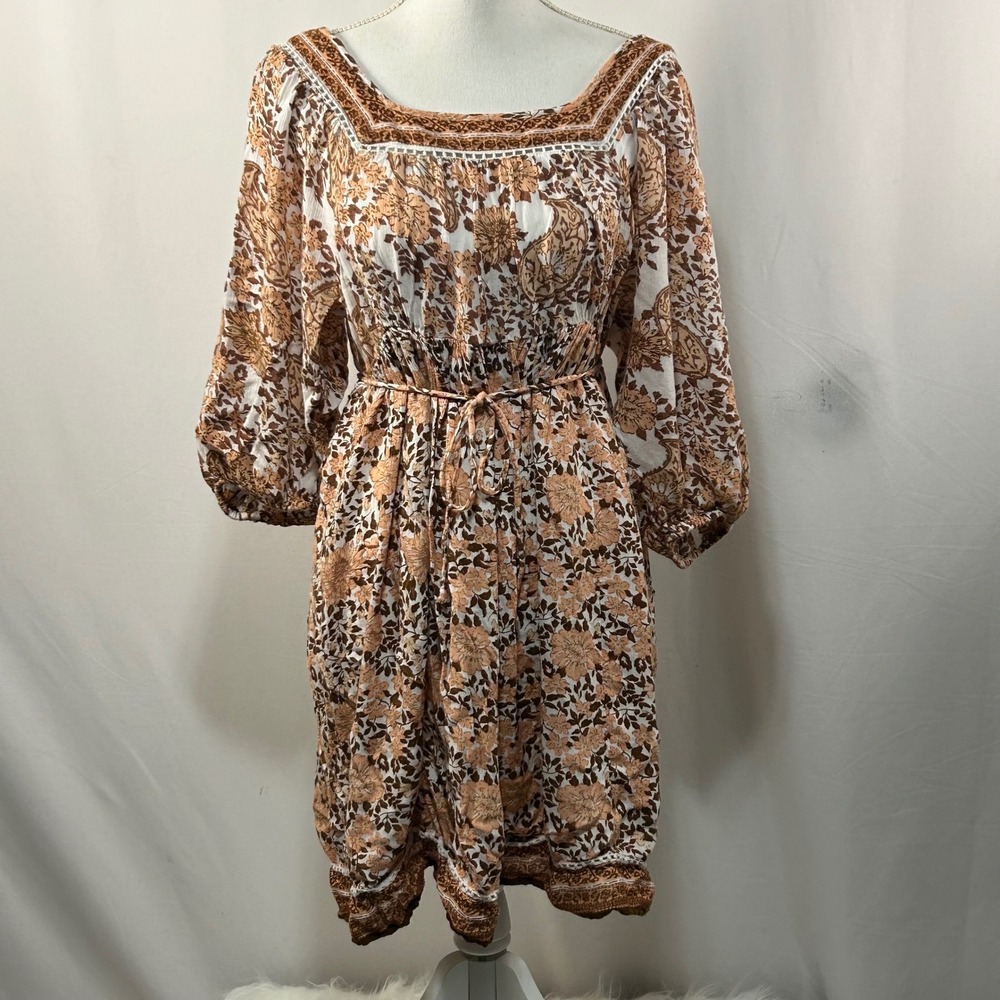 Wendy Bellissimo Dress Womens Large‎ Floral Print 3/4 Sleeve Boho Chic